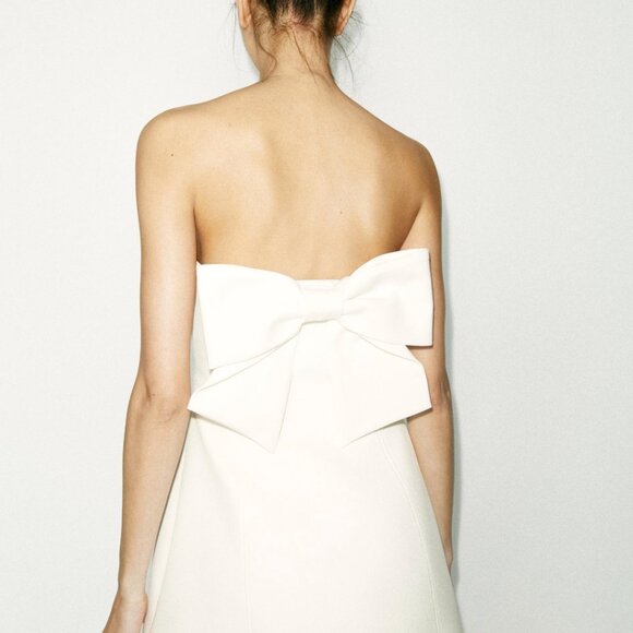 White Strapless Bow Dress - Picture 1 of 4